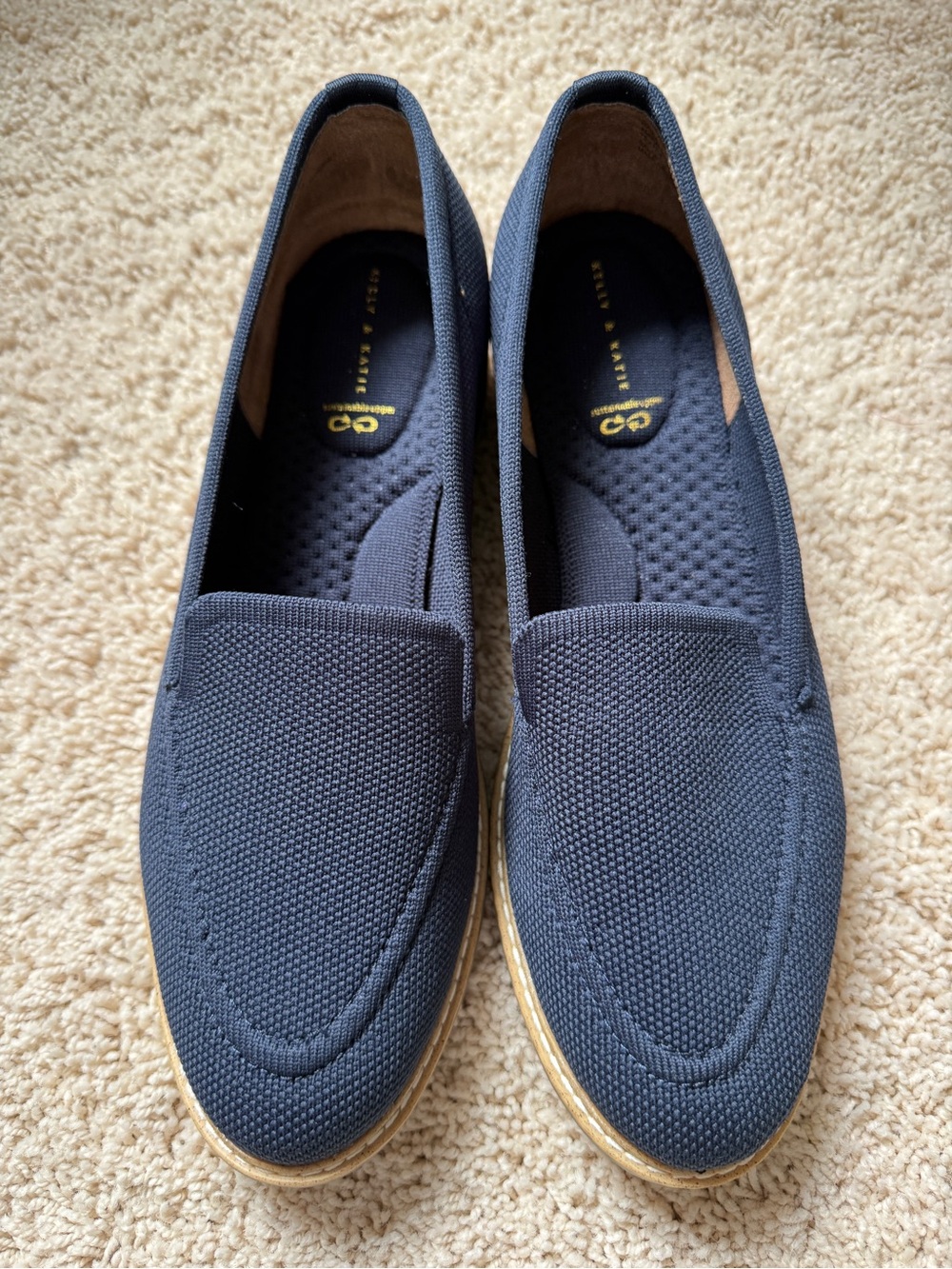Kelly & Katie Navy Textured Slip-On Loafers